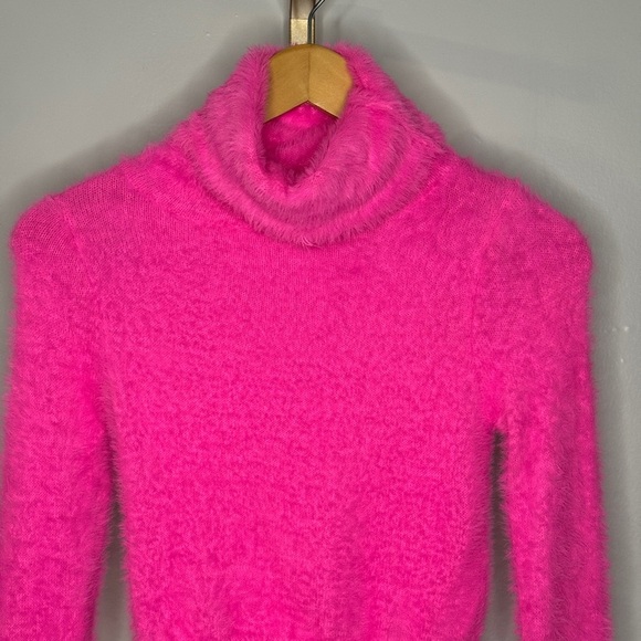 Vibrant Pink Fuzzy Turtleneck Sweater - Picture 2 of 4